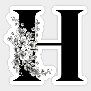 H alphabet Botanical cherry blossom sakura flowers Sticker